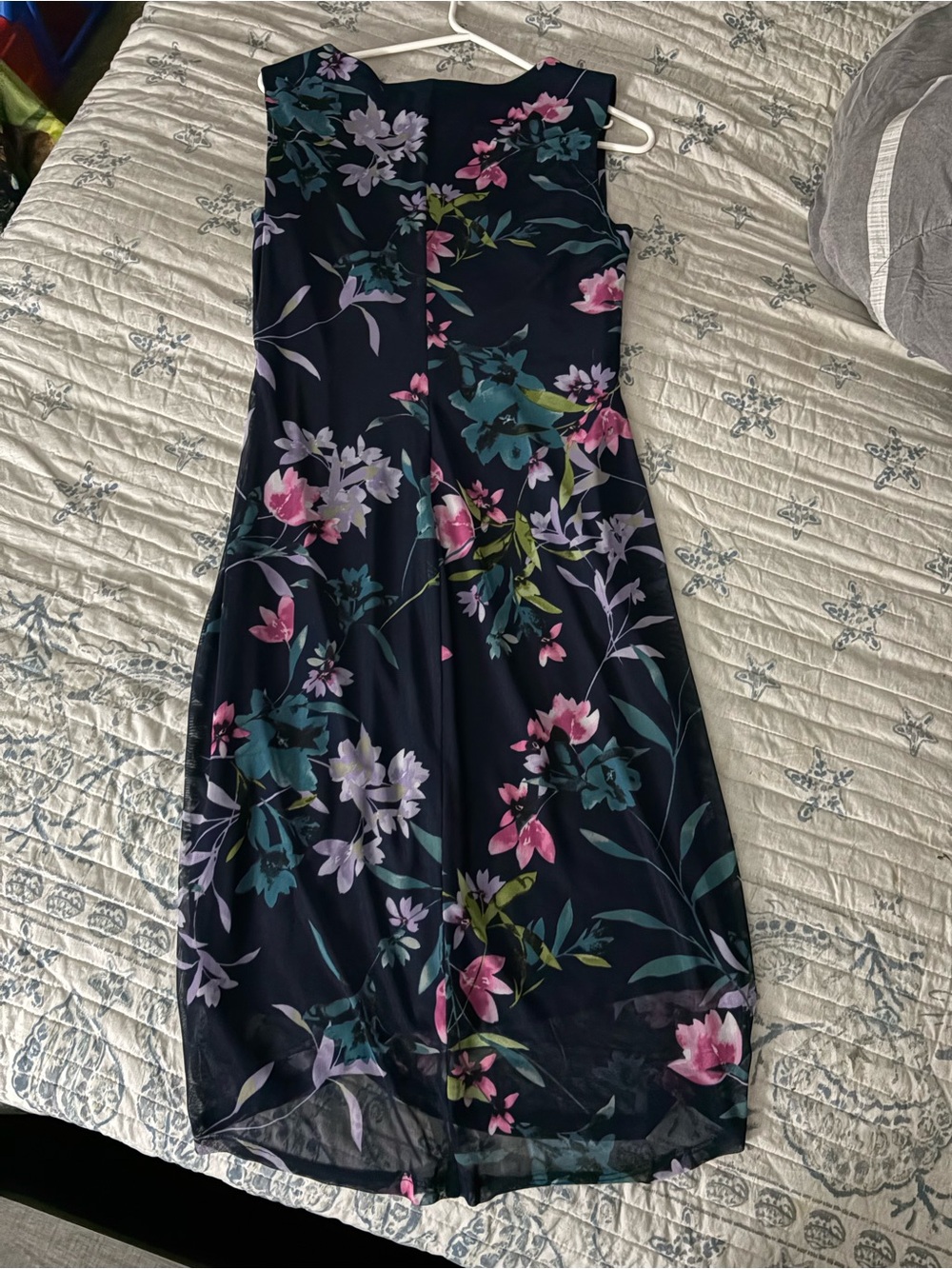 Connected Apparel Navy Floral Sleeveless Sheath Dress